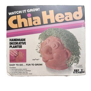 NEW Vintage 1996 Chia Head Handmade Decorative Planter RARE "Chia Kid" Unopened